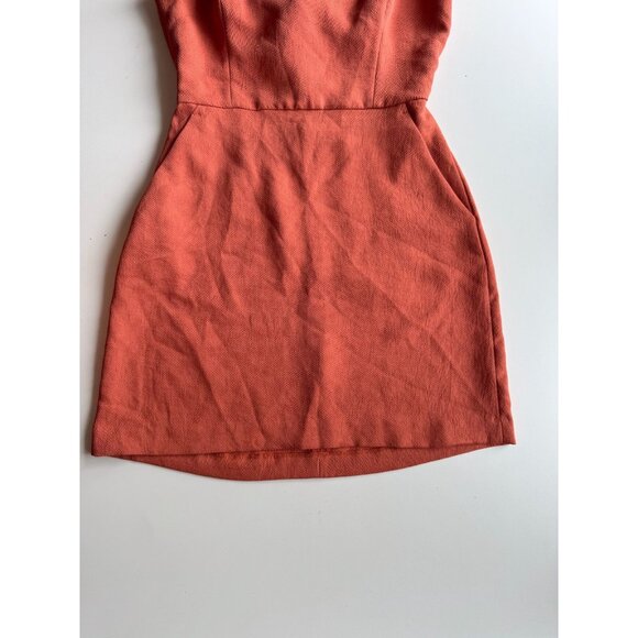 Aritzia WILFRED Ecoulement Rust Orange Basketweave Tie Back Mini Dress, Size 6 - Picture 7 of 16